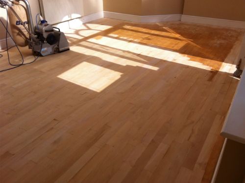Wood Floor Sanding in Cheshire - Maple Strip Flooring Renovation Before Picture