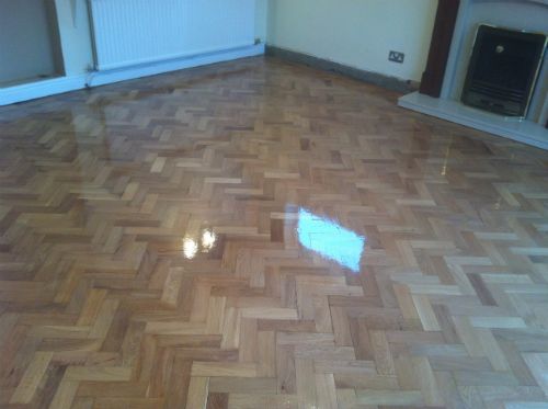 Renovation of Parquet Wood Block Flooring in Wrexham by Woodfloor-Renovations