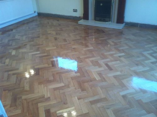 Rustic Oak Parquet Block Flooring Renovated in Wrexham and Refinished with Bona Resident Plus Silkmatt Finish