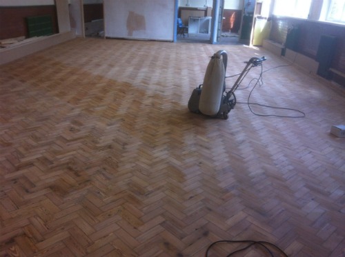 Parquet Wood Block Floor Sanding at the Stalybridge Church Hall in Cheshire