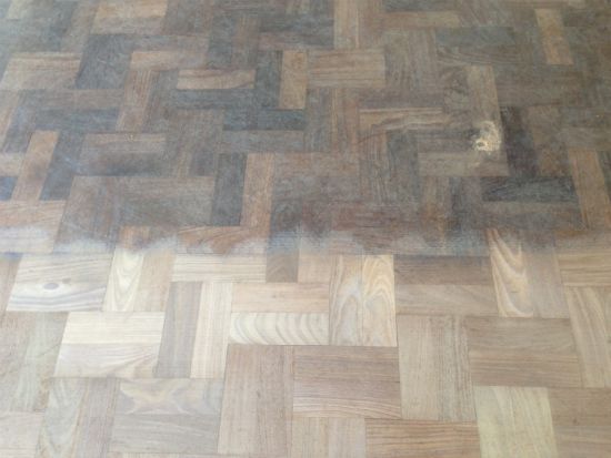Walnut Floor partly sanded 
