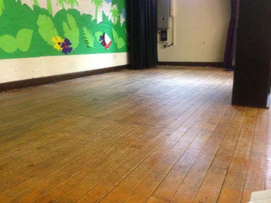 Rhosddu Primary School Stage Maple Strip Flooring