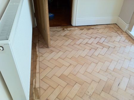 Columbian Pine Parquet Block Floor Restoration in Mold North Wales by Woodfloor-Renovations