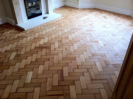 Wood Floor Restoration of Columbian Pine Parquet Flooring in Mold North Wales
