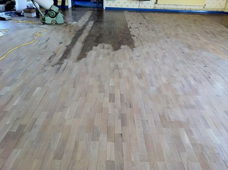 Wood Floor Sanding Iroko Parquet Floor in Solihull by Woodfloor-Renovations