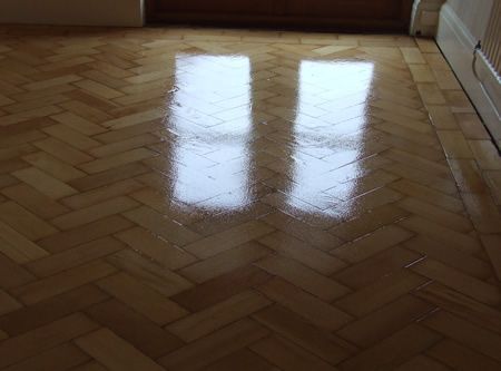 Columbian Pine Parquet Flooring Repaired and Refinished in North Wales