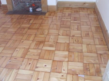 Basketweave Pattern Pine Parquet Floor