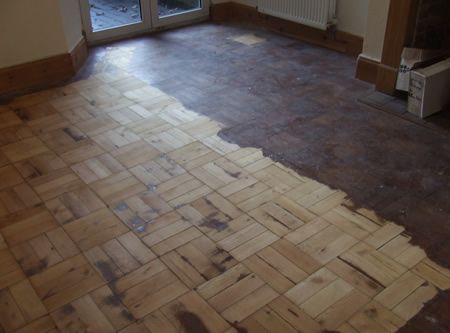 Pine Parquet Wood Block Flooring Basketweave Pattern Sanded And
