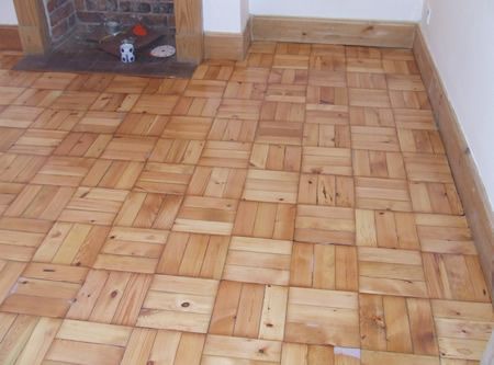 Basketweave Pattern Pine Wood Block Flooring