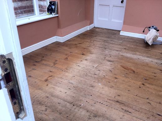 Sanding and Sealing Reclaimed Pitch Pine Floorboards in Chester, Cheshire
