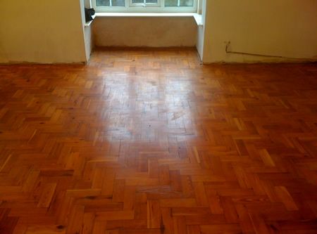 Pitch Pine Parquet Block Flooring Restored in Caernarfon, North Wales