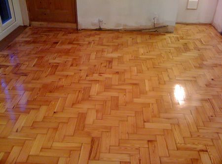 Pitch Pine Parquet Floor Renovated in Caernarfon by Woodfloor-Renovations