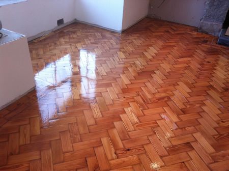 Pitch Pine Parquet Block Flooring Restored in North Wales by Woodfloor-Renovations