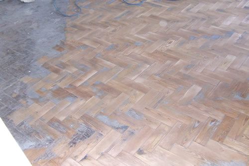 Pitch Pine Parquet Flooring Sanded and Sealed in North Wales by Woodfloor-Renovations