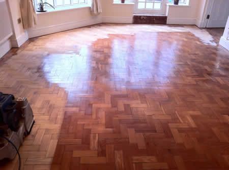 Pitch Pine Parquet Floor Sanding and Sealing in North Wales by Woodfloor-Renovations