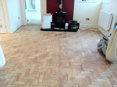 Pitch Pine Parquet Flooring Restored in North Wales by Woodfloor-Renovations