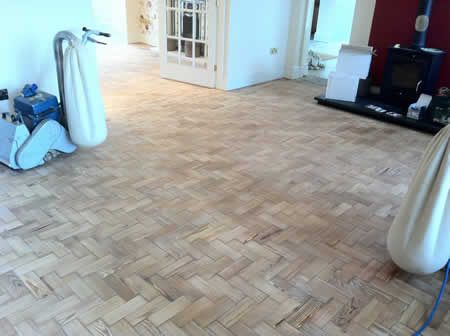 Pitch Pine Wood Block Parquet Wooden Floors Restored in North Wales