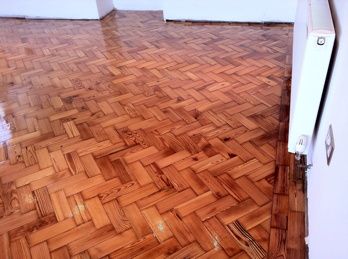 Pitch Pine Parquet Flooring Restoration in Conwy North Wales
