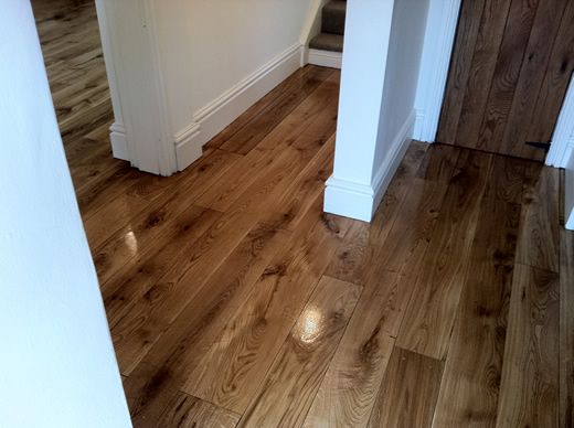 Rustic Oak Hardwood Flooring in Hallway Sanded, Sealed, Restored in North Wales by Woodfloor-Renovations