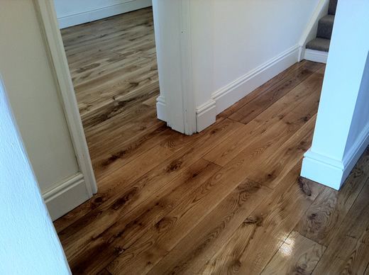 Hardwood Flooring in Hallway Sanded and Sealed in North Wales by Woodfloor-Renovations