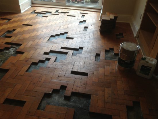Pine Parquet Wood Block Floor Repairs in Chester 